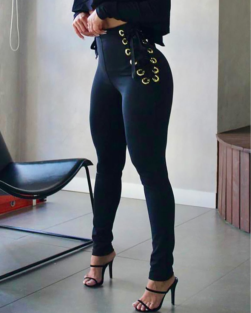 Zipper design pants for women